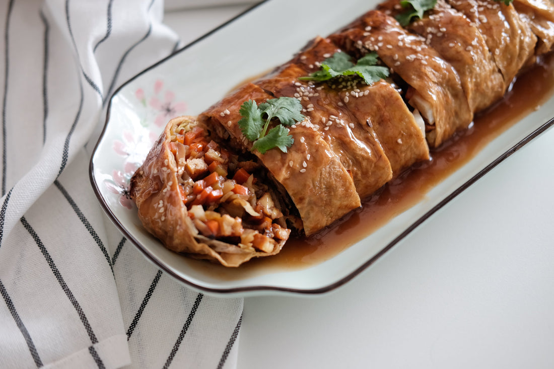 Tempeh Stuffed Tofu Skin Roll